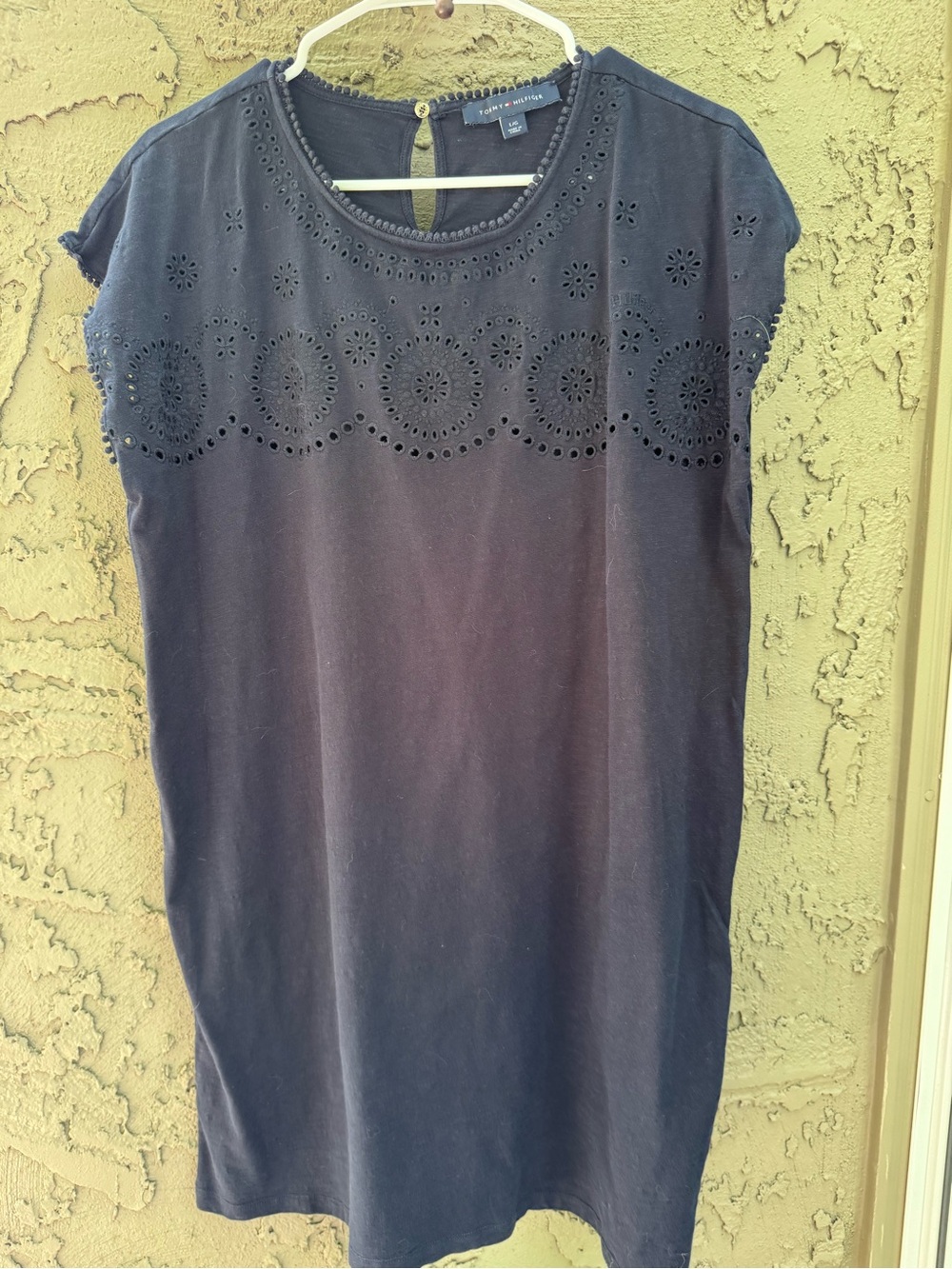 Tommy Bahama Navy Knit Short Sleeve Shift Dress - Picture 3 of 14